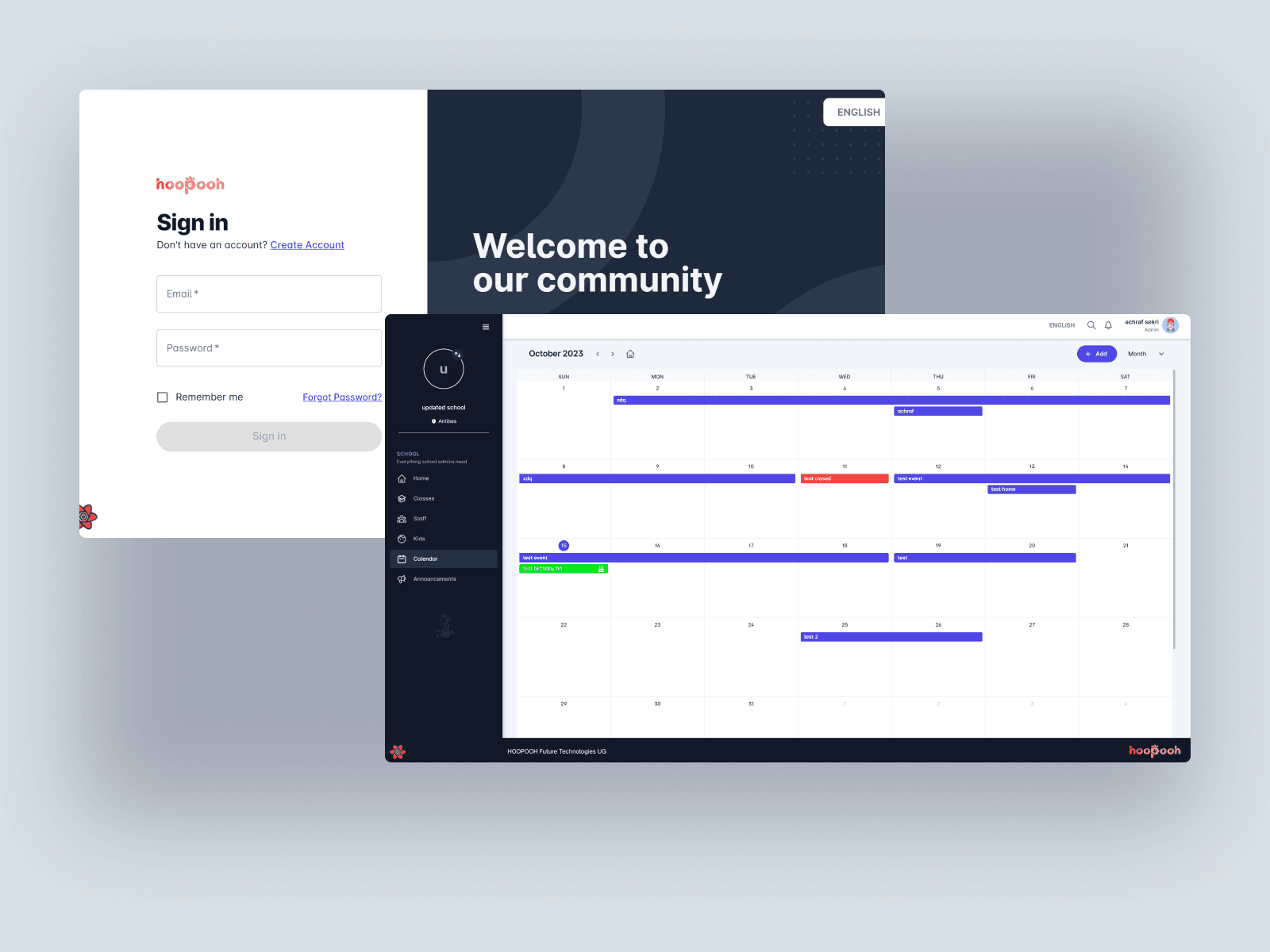 Hoopooh admin dashboard